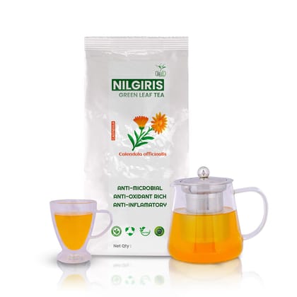 Two Leaf One Bud Nilgris Green Leaf Tea - Calendula 100 Gms