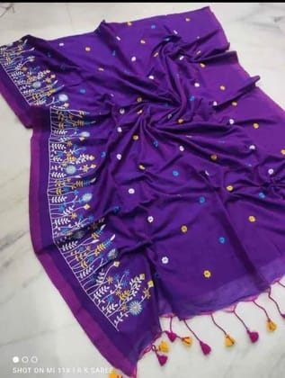 khadi cotton embroidery design saree
