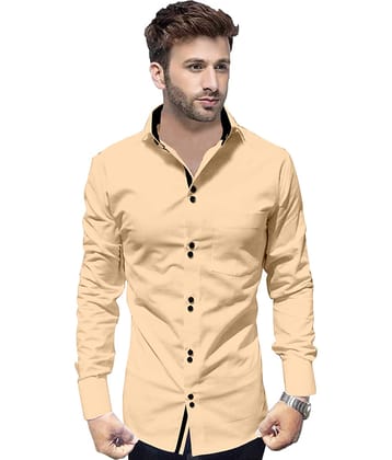 P&V - Beige Cotton Blend Slim Fit Men's Casual Shirt (Pack of 1)