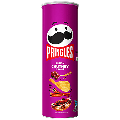 Pringles Potato Chips - Fusion Chutney Flavour, Crunchy & Crispy, 2x107 g Multipack
