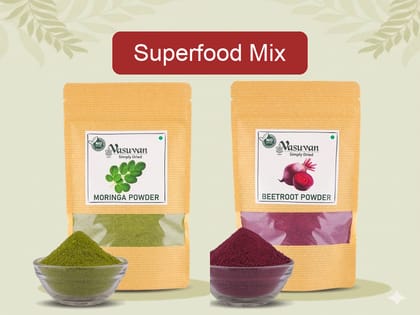 Vasuvan Superfood Mix | Moringa Powder (100g) + Beetroot Powder (100g)