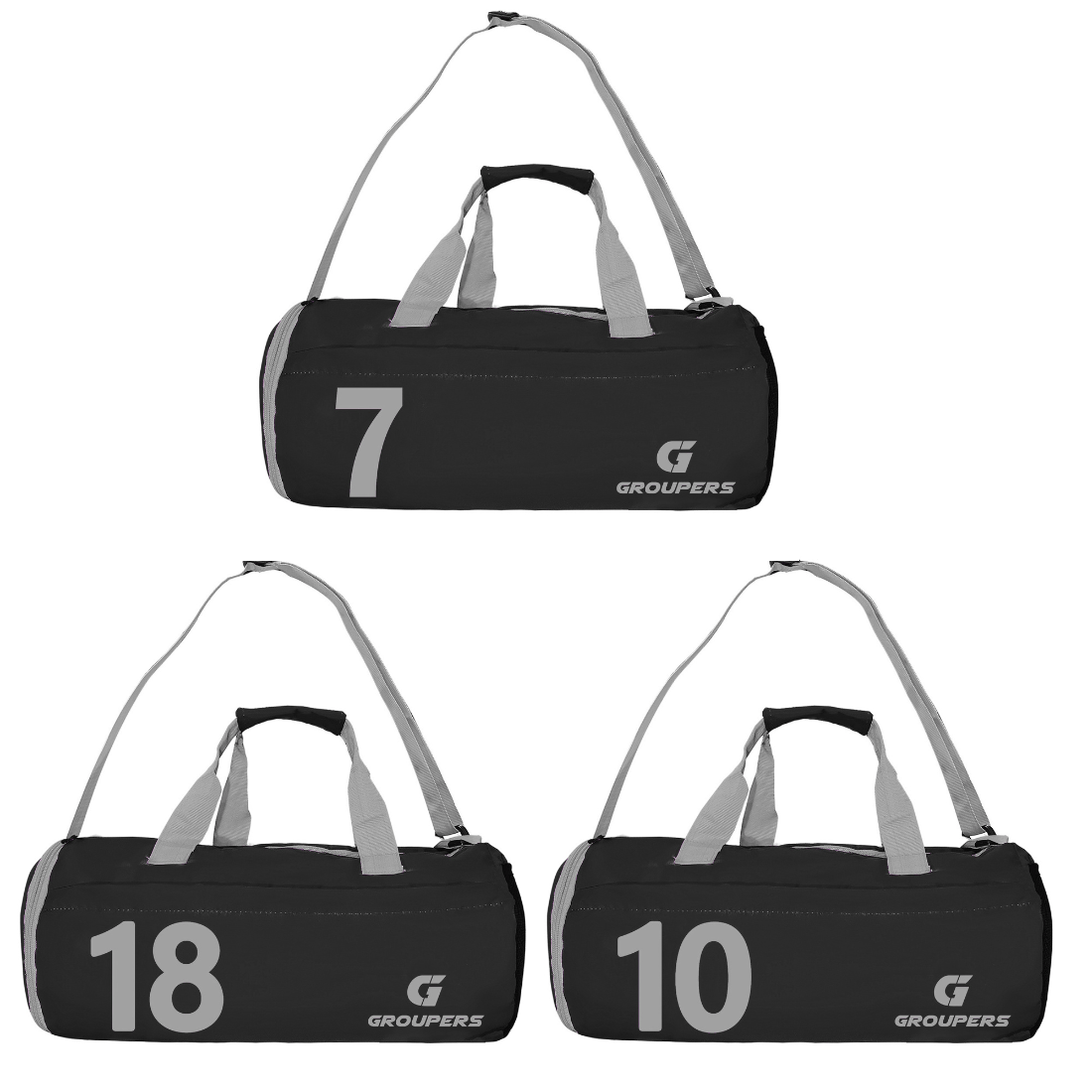 GROUPERS Gym & Travel Duffle Bag Set of 3 | Premium Multipurpose Duffel Bags for Men & Women-Black