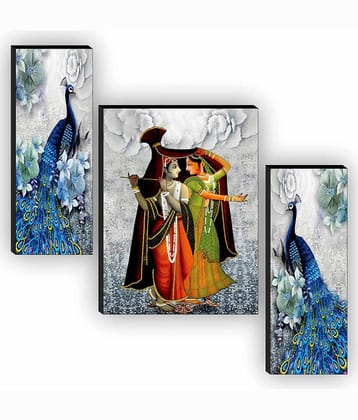 Saf radha krishna with couple peacock modern art MDF Painting Without Frame