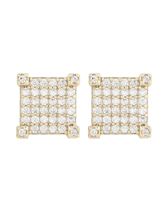 Square Iced Out Stud Earrings (Gold)-Pair / Gold