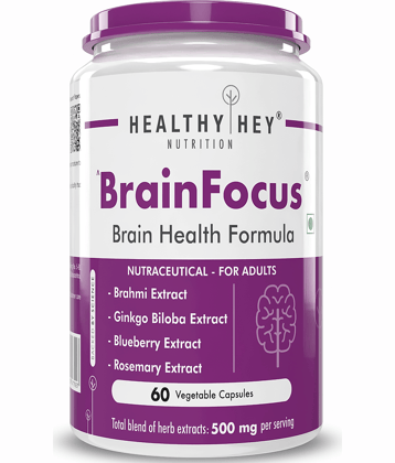 HEALTHYHEY NUTRITION BrainFocusBrain MemoryFocus60VegCapsules 500 mg