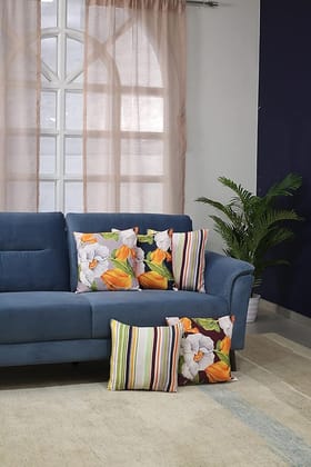 KOKO Decorative Home Polyester Cushion Covers | 16x16 inch Natural Soft Textured Multicolor Design | Square Pillow Covers for Bed, Sofa, Chair Seat - Set of 5