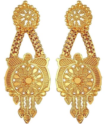 VIVASTRI Golden Stud Earrings ( Pack of 1 )