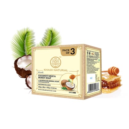 Khadi Natural Herbal Coconut Milk & Honey Soap Combo Pack Of 3 – 125gm Each