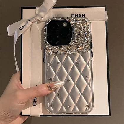 Luxury Silver 3D Diamond Studded Crystal Shining iPhone Case-iPhone 15 Pro