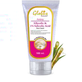 Globus Remedies Anti Acne Glycolic & 1% Salicylic Acid Face wash, For Oily & Acne Prone Skin, 100 ml