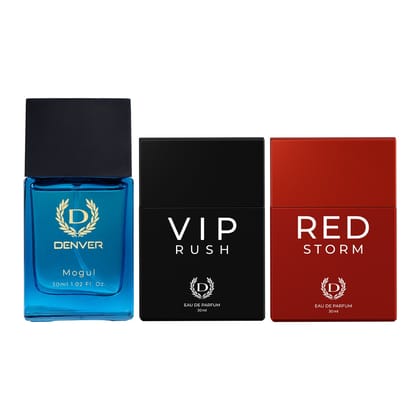 Denver Pack of 3 Perfumes (Mogul + VIP Rush + Red Storm) - 30ml Each Denver Pack of 3 Perfumes (Mogul + VIP Rush + Red Storm) - 30ml Each