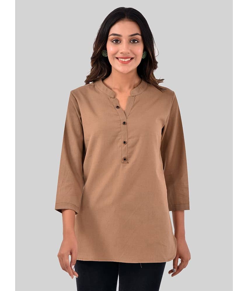 QuaClo Women's Cotton Regular Top ( Coffee )