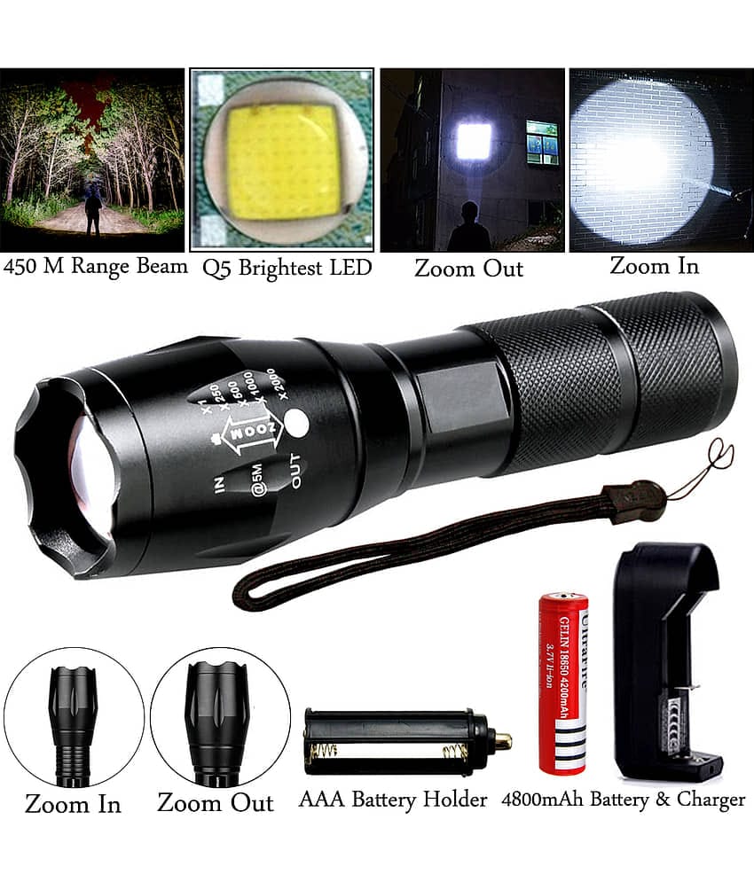 500M Zoomable 5Mode 12W Flashlight Torch Waterproof Chargeble - Pack of 1