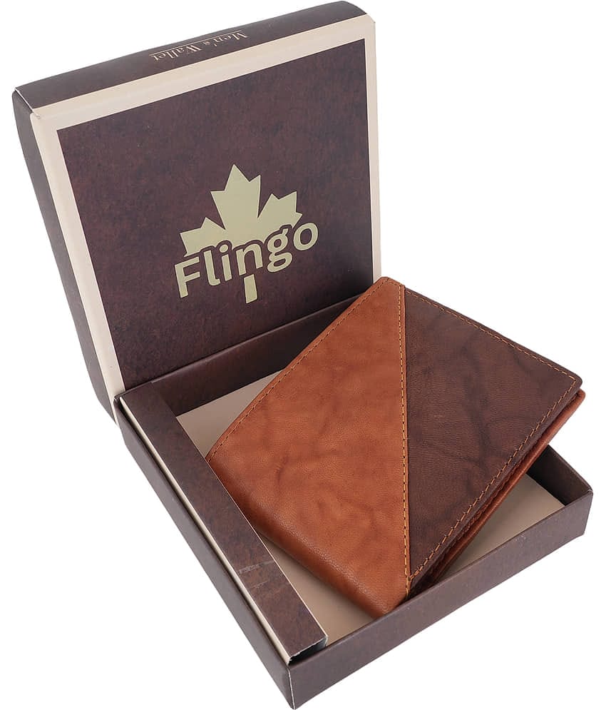 Flingo Leather Solid Men's Regular Wallet With 5 Slots For Card ( Brown , Pack of 1 )