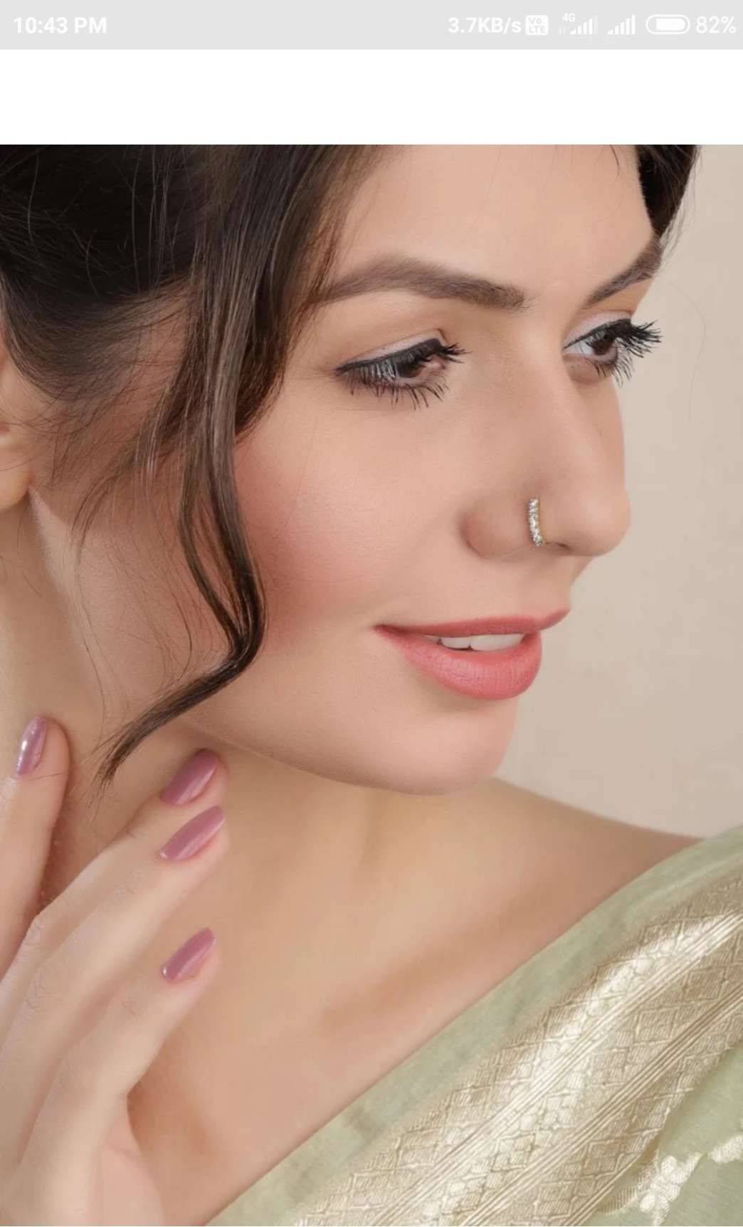 Diamond Nose Ring Gol 5 Nug Double Diamond Nose Ring for Women And Girl