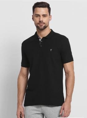 Van Heusen Half Sleeves Polo Neck Solid Casual  T Shirt |60032-Black13 / 2Xl
