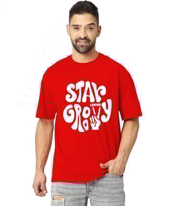Leotude Pack of 1 Cotton Blend Oversized Fit Men's T-Shirt ( Red )