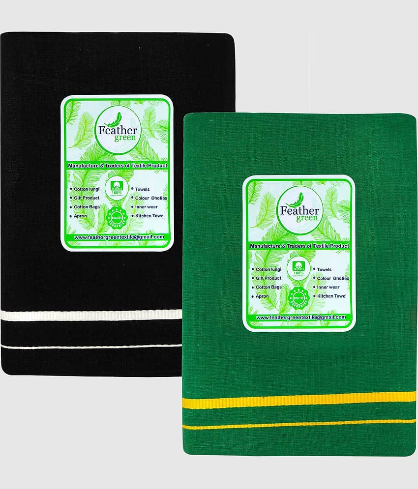 Feather Green - Multicolor Cotton Men's Lungi ( Pack of 2 )