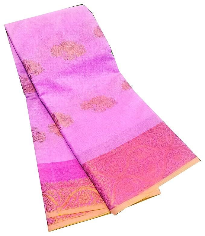 Women Cotton Copper Zari Full Work Saree 6 Yards With Running Blouse Piece