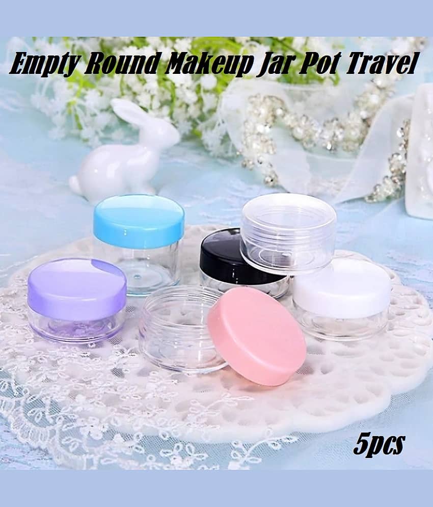 dust n shine Multicolor Empty Round Makeup Jar Pot for Travel  5pcs
