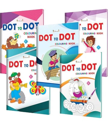 InIkao Dot-to-Dot Coloring Book Set of 5 for Kids | Fun Activity Books for Ages 3–6 | Notebook Size | Connect the Dots & Color Animals, Vehicles, Shapes, and More | Educational & Creative Play for Toddlers