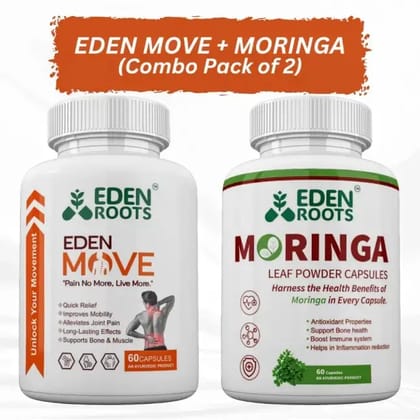 EDEN MOVE + MORINGA 60  Capsules Combo Pack Of 2 EDEN MOVE + MORINGA 60  Capsules Combo Pack Of 2