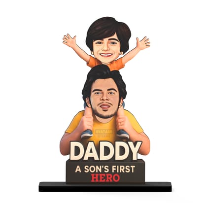 Avataar Studio Personalized Gift for Friends, Sister, Brother, BFF, Girlfriend, Boyfriend Character Caricature Photo Frame Unique Design Customized Gift for Friends & Family (Father Son - 2)-7 INCHES