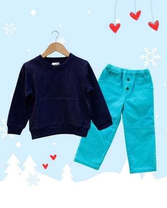 Baby-Kids 100% Cotton – 2 Piece Fleece Sweatshirt and Corduroy Pants Set-0-3 months