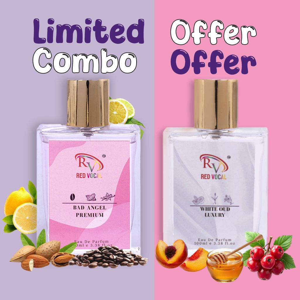Red Vocal Bad Angel Premium (Women ) with White Oud Luxury (Unisex) 100ml Perfume Spray Combo – 2 x 100ml