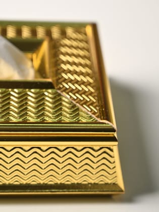 Golden Elegance Tissue Box - Rectangle Shape