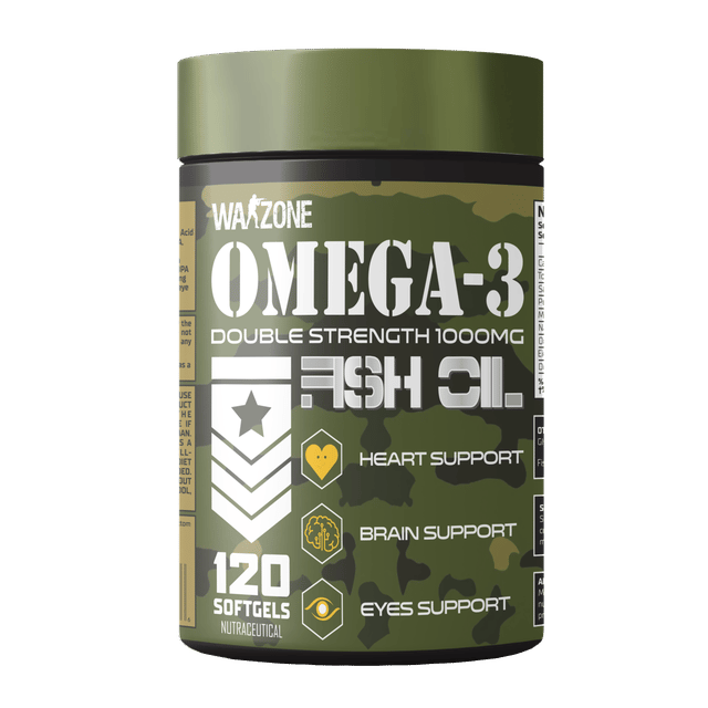 Warzone Nutrition I Omega-3 I Double Strength 1000 MG I Fish Oil I Heart Support I Brain Support I Eye Support I Nutraceutical I 120 Softgels