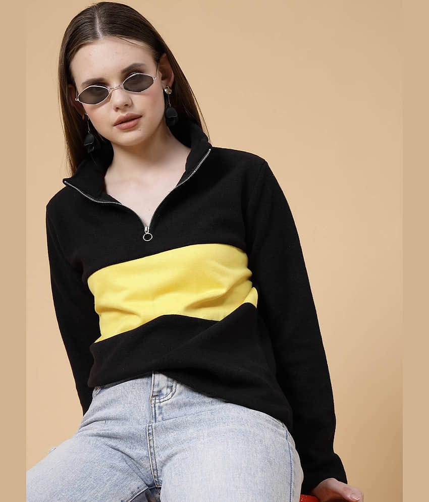 Rigo Fleece Women's Non Hooded Sweatshirt ( Black )