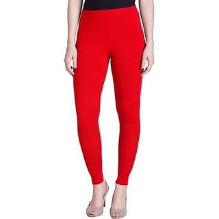 Viaan Ankle Length Western Wear Legging (Red, Solid)