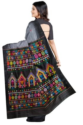 Original Grey Dolabedi Tussar Silk Saree