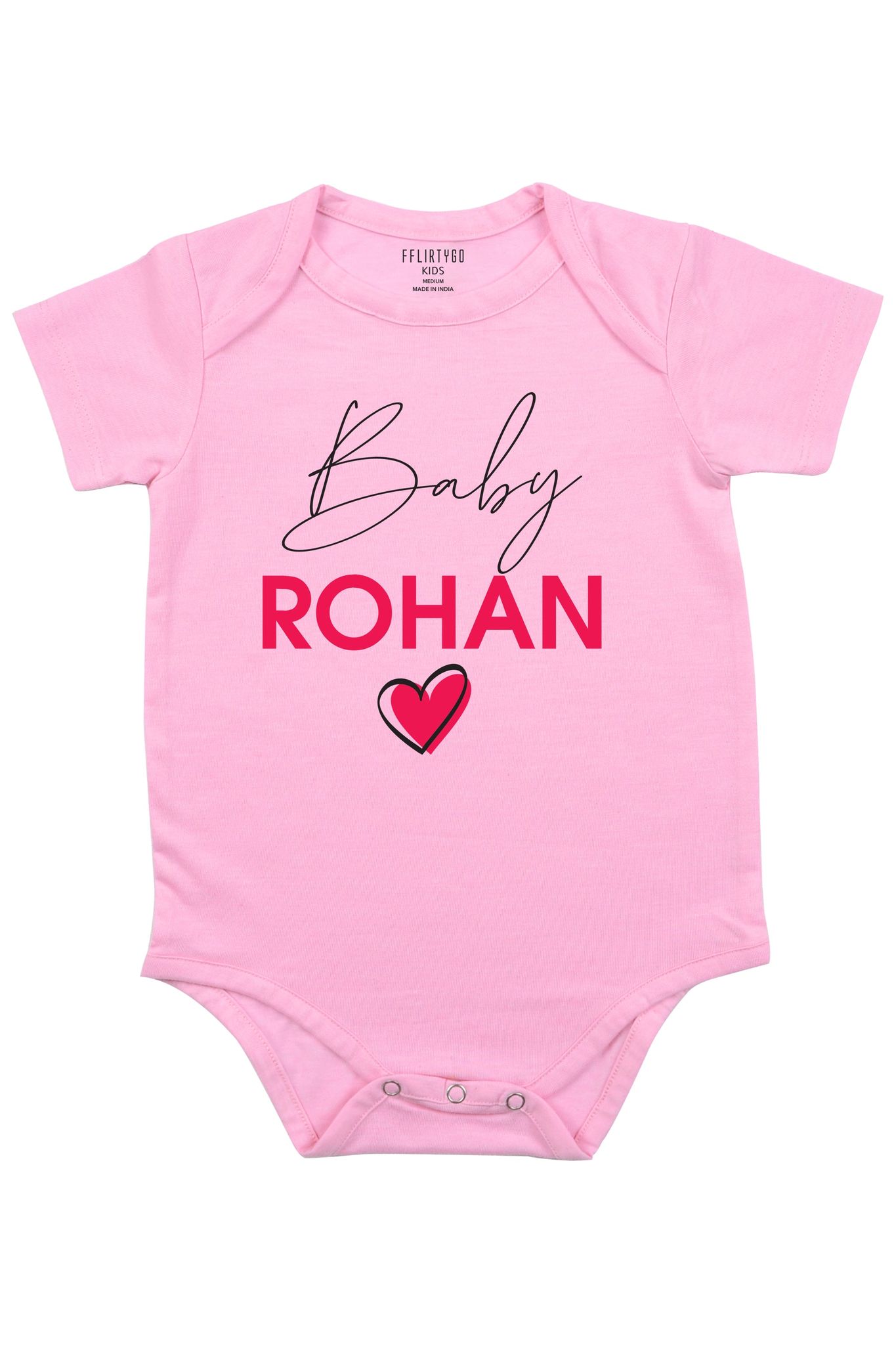 A Baby With Heart Baby Romper | Onesies w/ Custom Name-Baby Romper / 0-3 Months / Pink