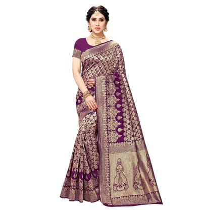Generic Women's Jacquard Silk Kanjivaram Jacquard Silk Saree With Blouse (Jamli, 5-6  Mtr)