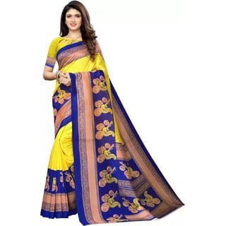 SVB Saree Yellow Colour Art Silk Printed Saree