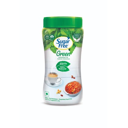 Sugar Free Green Stevia Jar, 200 g | 100% Plant-based Natural Sweetener | Equivalent to Sweetness from 1Kg Sugar | 100% Natural Stevia leaves| Sweet like Sugar but with zero calories|