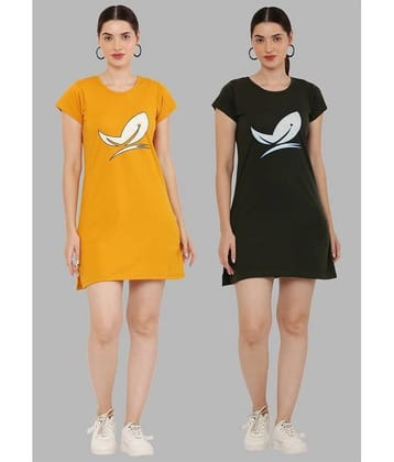 PREEGO - Multicolor Cotton Blend Women's Nightwear Night T-Shirt ( Pack of 2 )