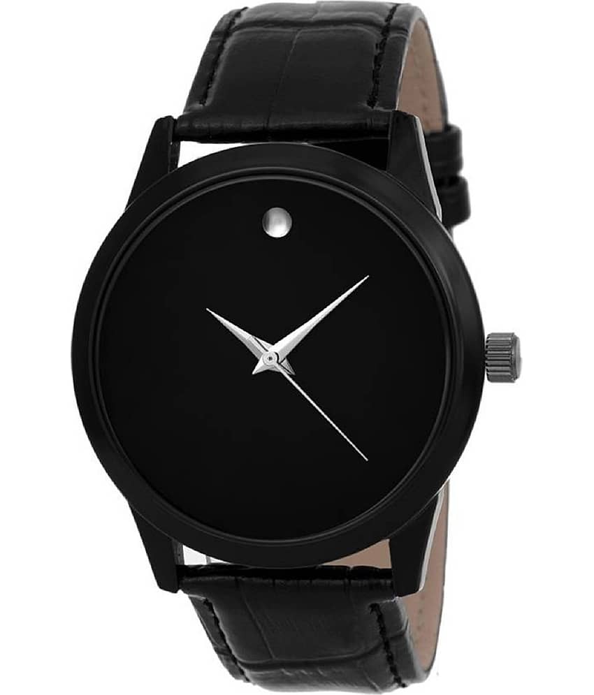 AQUA BLISS Black Leather Analog Men's Watch