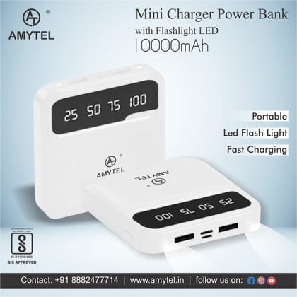 AMYTEL 10000 mAh Power Bank (15 W, Fast Charging, Power Delivery 2.0, Power Delivery 3.0, Quick Charge 2.0, Quick Charge 3.0) AMYTEL 10000 mAh Power Bank (15 W, Fast Charging, Power Delivery 2.0, Power Delivery 3.0, Quick Charge 2.0, Quick Charge 3.0)