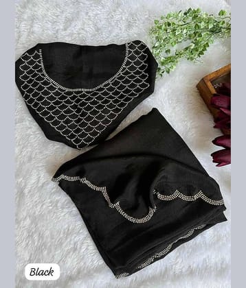 Shivadit ethnic Georgette Cut Outs Saree With Unstitched Blouse Piece ( Black )