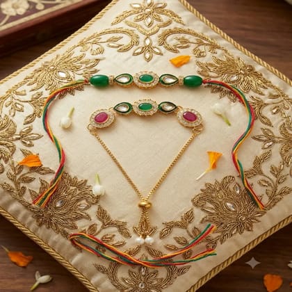 Premium Kundan Combo Rakhi for Special Moments