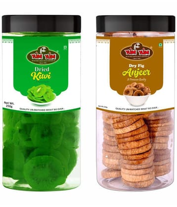 YUM YUM 500g Premium Afghani Dried Fruits Combo Pack - 250g each (Sliced kiwi & Dry Anjeer) Jar
