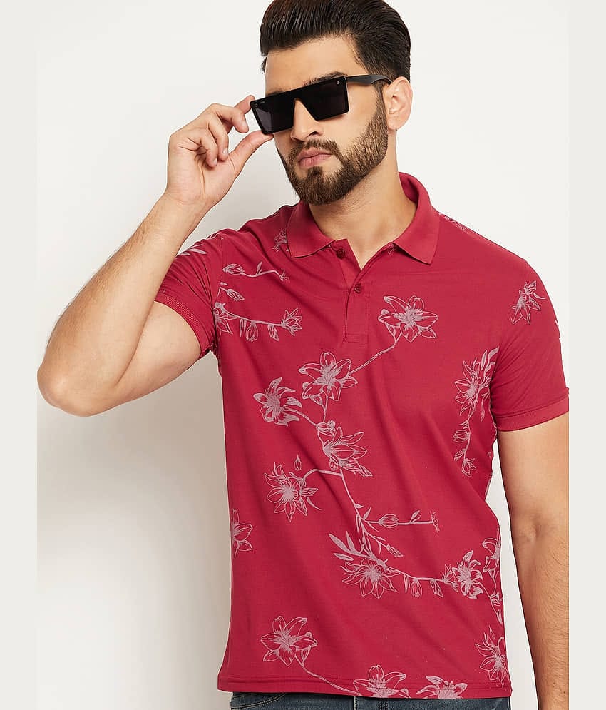 OGEN Pack of 1 Cotton Blend Regular Fit Printed Half Sleeves Men's Polo T Shirt ( White )