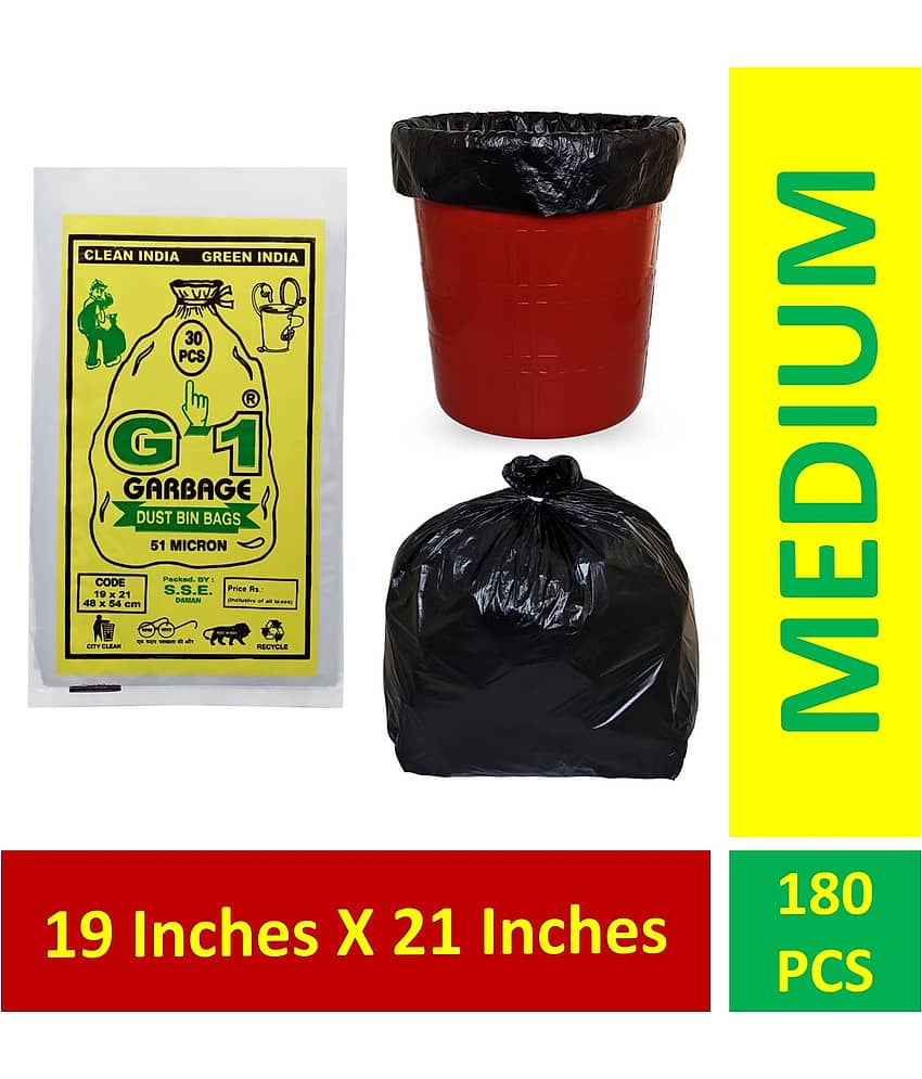 G-1 180 pcs - 19X21 Medium Disposable Garbage Trash Waste Dustbin Bags of 54cm x 48cm