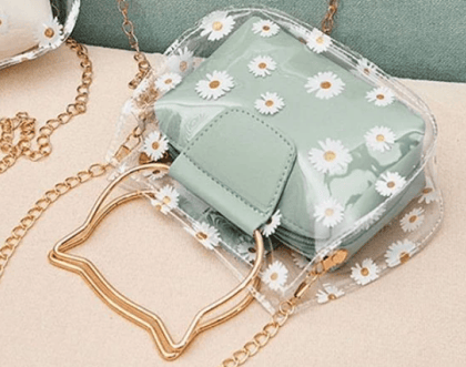 Handle Cat Shape Handle Handbags Metal Daisy Mini Crossbody Bags Girls