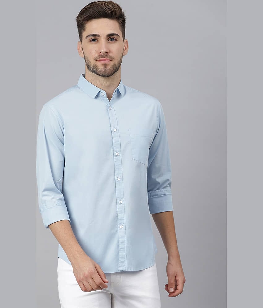 Dennis Lingo - Light Blue 100% Cotton Slim Fit Men's Casual Shirt ( Pack of 1 )