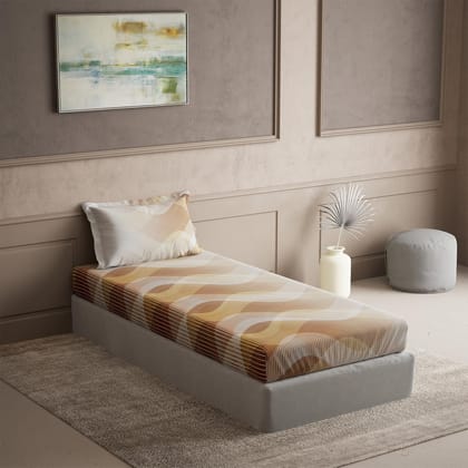 DDECOR Live beautiful Cotton Single Bed Sheet Set with 1 Pillow Covers (152 CM X 224 CM, Brown) Digital Print Contemporary 145TC GSM