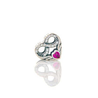Pink Heart Infinity | 925 Silver charms for Bracelets / Chain-Free / Silver / Modern